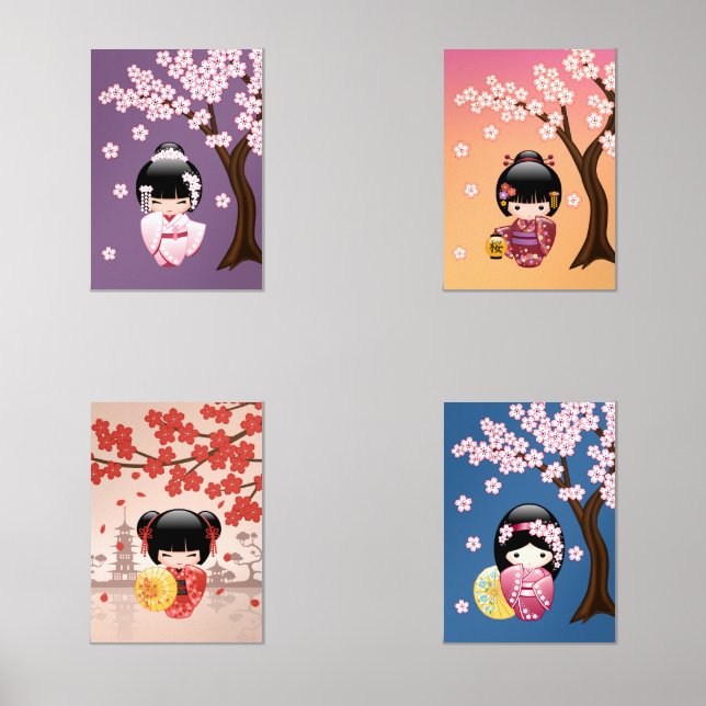 Les poupées japonaises Kokeshi fleurissent (Recto)