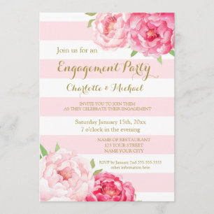 Les rayures rougissent invitation rose de partie