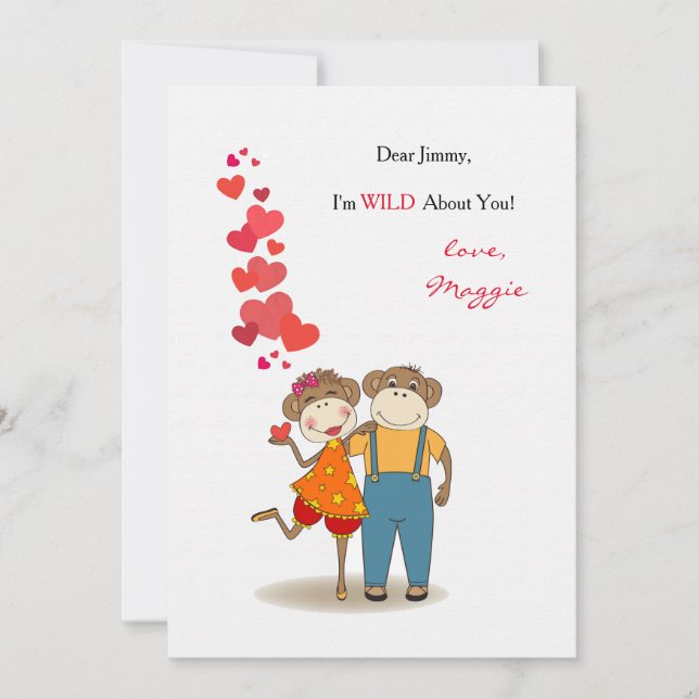 Les singes amoureux Carte Saint Valentin (Devant)