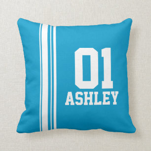 Les sports barrent le coussin nommé bleu blanc