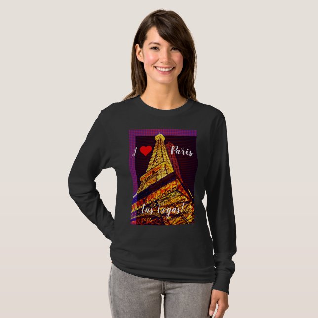 Les T-shirts féminins I Love Paris à Las Vegas (Devant entier)