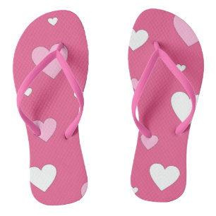 Les tongs d'amour du coeur rose et blanc