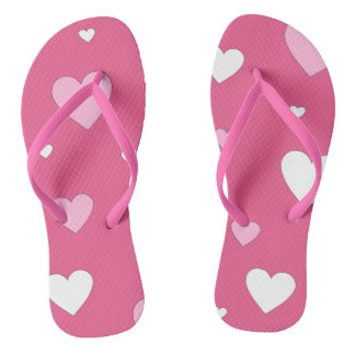 Les tongs d'amour du coeur rose et blanc