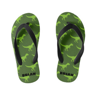 Les tongs de dinosaure vert t-rex pour enfants