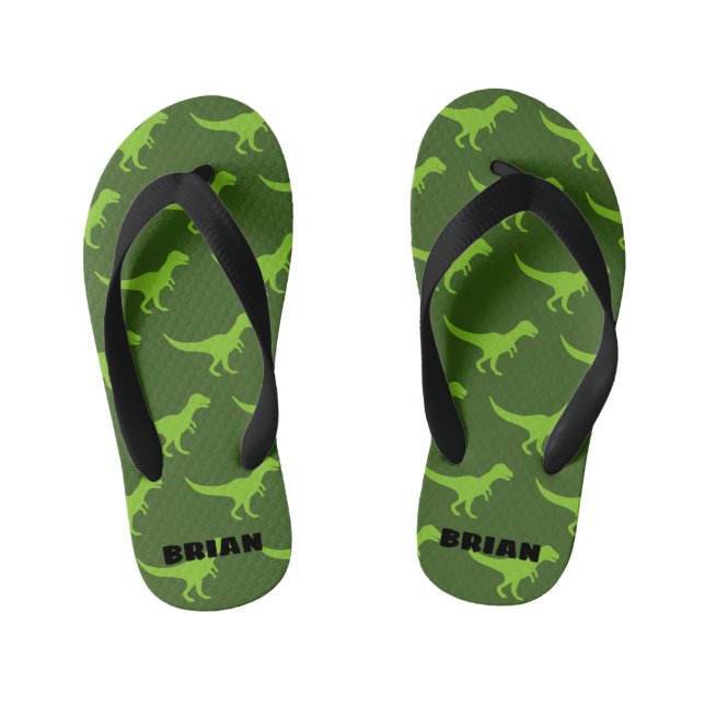 Les tongs de dinosaure vert t-rex pour enfants (Semelle)