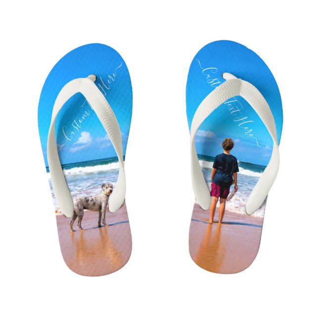 Les tongs de votre enfant photo avec nom de texte  (Semelle)
