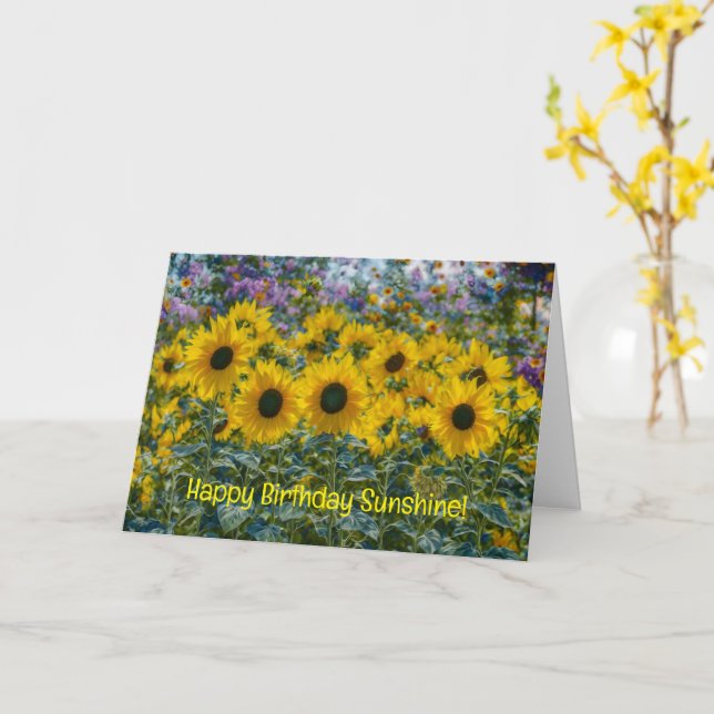 Les tournesols dans un jardin ensoleillé Carte d'a (Fleur jaune)