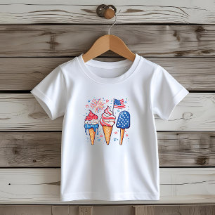 Les Tous Petits T-shirt 4 juillet Crème de glace pour enfants