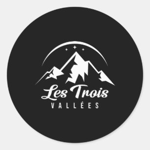 Les Trois Vallées Frankreich Skigebiet Snowboarden Runder Aufkleber