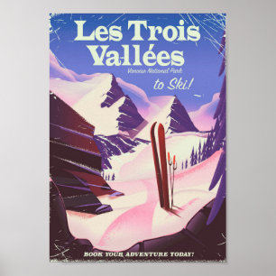Les Trois Vallées Ski-Reiseplakat Poster