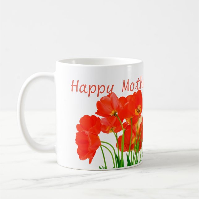 Les tulipes blanches de tasse de mère de maman (Gauche)