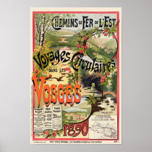 Les Vosges France Poster ferroviaire Vintage 1890