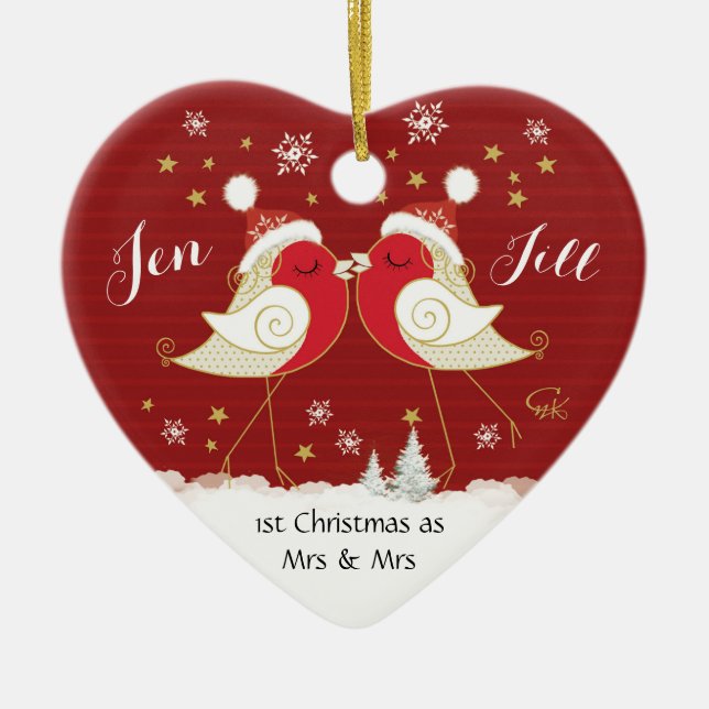 Lesbe, 1. Weihnachten als Frau u. Frau, Keramik Ornament (Vorne)