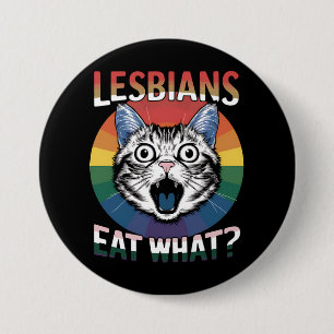 Lesben essen, was Katzen Humor LGBTQ Stolz-Flagge  Button