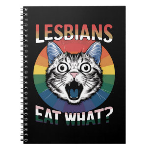 Lesben essen, was Katzen Humor LGBTQ Stolz-Flagge  Notizblock