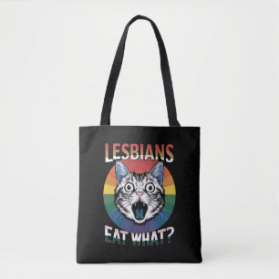 Lesben essen, was Katzen Humor LGBTQ Stolz Flagge  Tasche