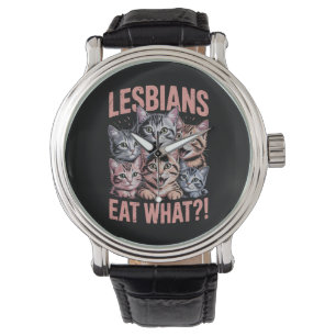 Lesben essen was lustige Katze Lesbe LGBTQ Stolz Armbanduhr