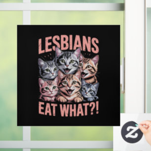 Lesben essen was lustige Katze Lesbe LGBTQ Stolz Fensteraufkleber