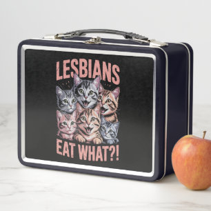 Lesben essen was lustige Katze Lesbe LGBTQ Stolz Metall Brotdose