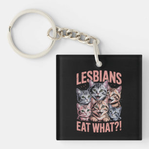 Lesben essen was lustige Katze Lesbe LGBTQ Stolz Schlüsselanhänger