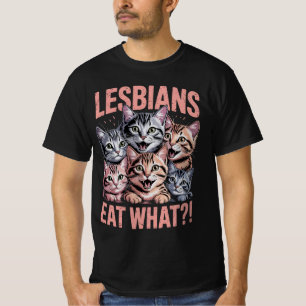 Lesben essen was lustige Katze Lesbe LGBTQ Stolz T-Shirt