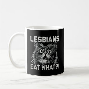 Lesben essen was?! Schockierte Katze LGBTQ+ Lustig Kaffeetasse
