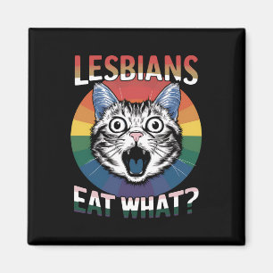 Lesben essen, was Spaß-Katze-LGBTQ-Stolperflagge Magnet