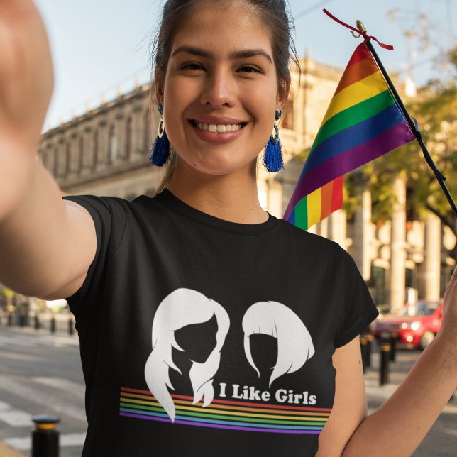 Lesben Ich mag Mädchen Gay Women Priade Frauen T-Shirt (Von Creator hochgeladen)