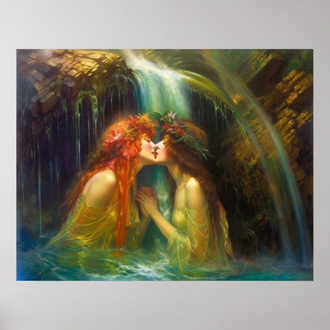 Lesben im fallenden Wasser Poster (Vorne)