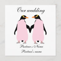 Lesben, Pastellpinguine - Einladung zur Hochzeit