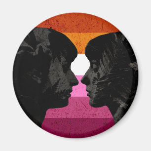 Lesbenflagge mit zwei Frauensilhouetten Magnet