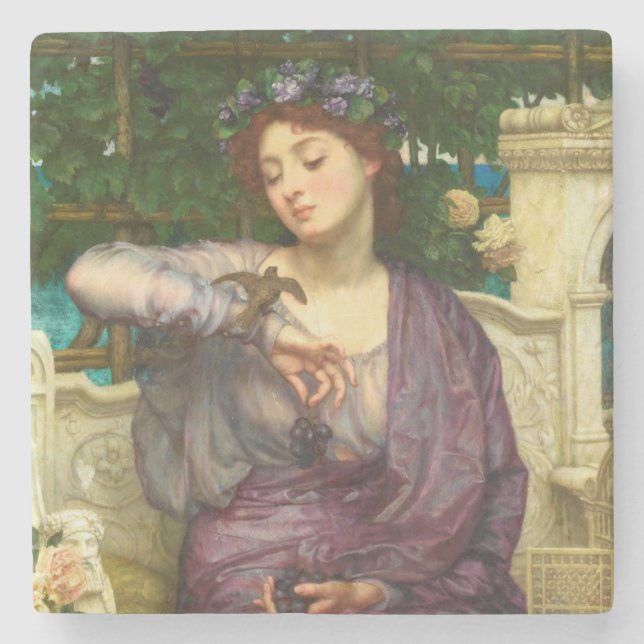 Lesbia und ihr Sparrow (von Edward John Poynter) Steinuntersetzer (Vorderseite)
