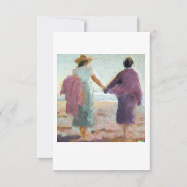 Lesbian Anniversary Card Two Women on the Beach Dankeskarte (Vorderseite)