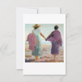 Lesbian Anniversary Card Two Women on the Beach Dankeskarte