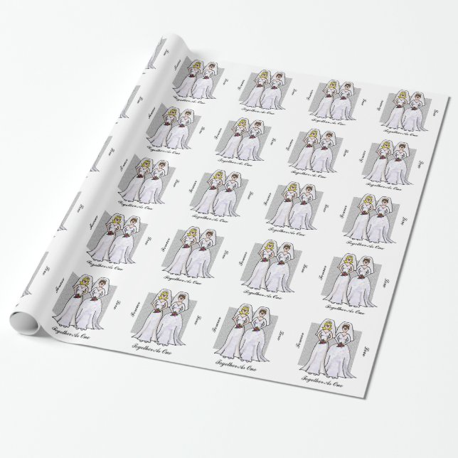 Lesbian Brides Lace Wedding Gift Wrap zum Anpassen Geschenkpapier (Ungerollt)
