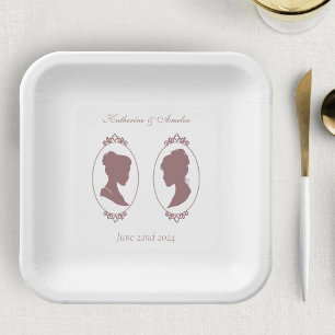 Lesbian Brides Regency Pink Roses Pappteller