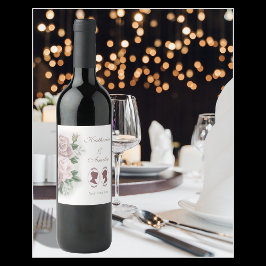 Lesbian Brides Regency Pink Roses Weinetikett