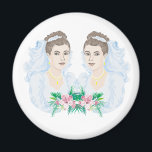 Lesbian Brides Wedding Magnet<br><div class="desc">Lesbische Hochzeitsstipps,  Kleidung,  Gefälligkeiten und stationär für zwei Bräute,  die einander heiraten. Schwule Hochzeitssakes und Hochzeitsgeschenke für lesbische Hochzeiten.</div>