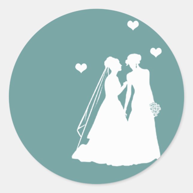 Lesbian Brides Wedding Runder Aufkleber (Vorderseite)
