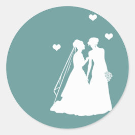 Lesbian Brides Wedding Runder Aufkleber