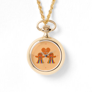 Lesbian Christmas Gingerbread Ladys Couple Armbanduhr
