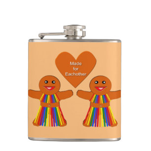 Lesbian Christmas Gingerbread Ladys Couple Flachmann