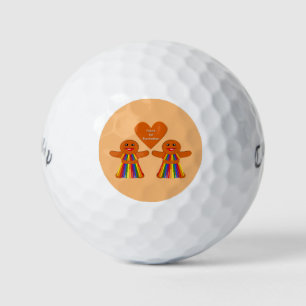Lesbian Christmas Gingerbread Ladys Couple Golfball