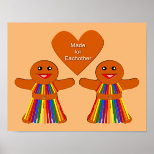 Lesbian Christmas Gingerbread Ladys Couple Poster