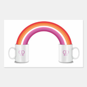 LESBIAN COFFEE DATE T-Shirt -> LESBISCHES KAFFEE-D Rechteckiger Aufkleber