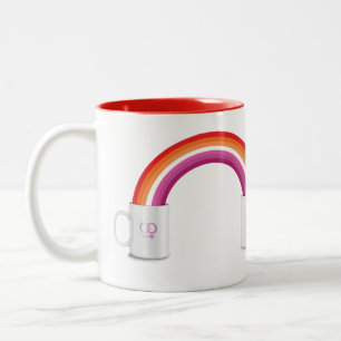 LESBIAN COFFEE DATE T-Shirt Rechteckiger Aufkleber Zweifarbige Tasse