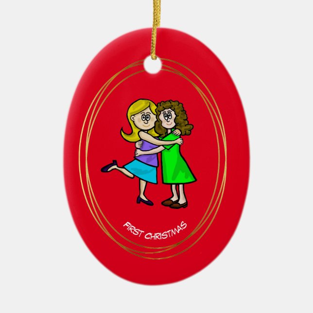 Lesbian Couple First Christmas Ornament (Vorne)