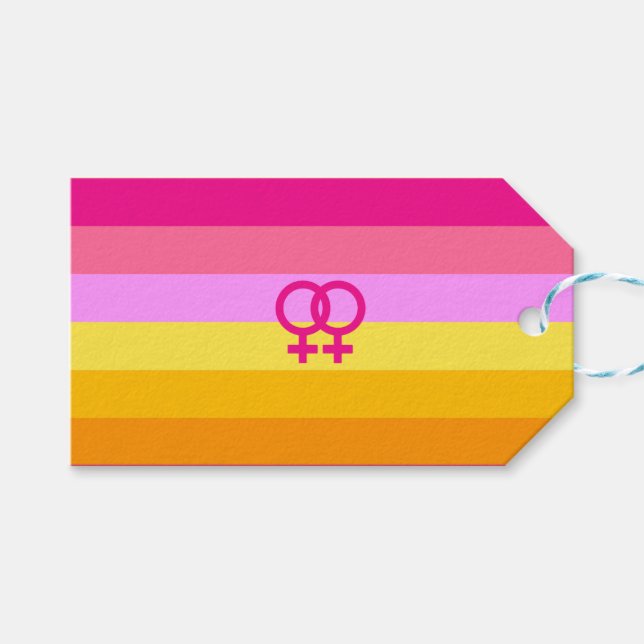 Lesbian Dawn Pride WLW Geschenkanhänger (Vorderseite (Horizontal))