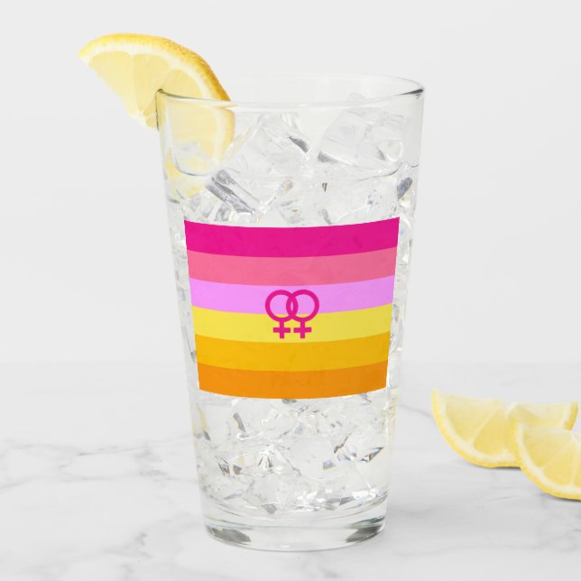 Lesbian Dawn Pride WLW Glas (Vorderseite Ice)
