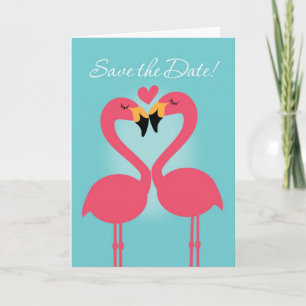 Lesbian Flamingo Wedding Save the Date Card Ankündigung